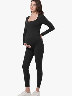 Maternity Long-Sleeve Black Jumpsuit